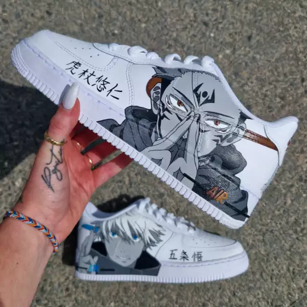 Custom Nike Air Force 1 Sukuna et Gojo Satoru – peinture personnalisée Jujutsu Kaisen