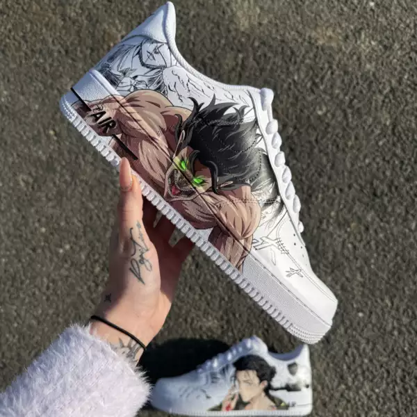 Custom Nike Air Force 1 Eren Jäger et Eren Titan – peinture personnalisée L’Attaque des Titans